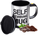 AEX Self Stirring Mug | Coffee Tea Mug | Electric Stainless Steel Automatic Mixing Spinning Cup with Lid 450ml | Best Gift for Men Women Kids (Black)