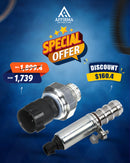 GM Genuine Parts 12679100 Exhaust Variable Valve Timing (VVT) Solenoid with Seal, Retainer, and Bolt & GM Genuine Parts 12673134 Engine Oil Pressure Sensor