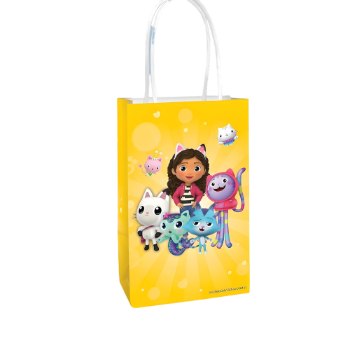 Amscan Gabby's Dollhouse Party Favor Bags Pack of 8 Blue Green & Yellow Kraft Treat Bags
