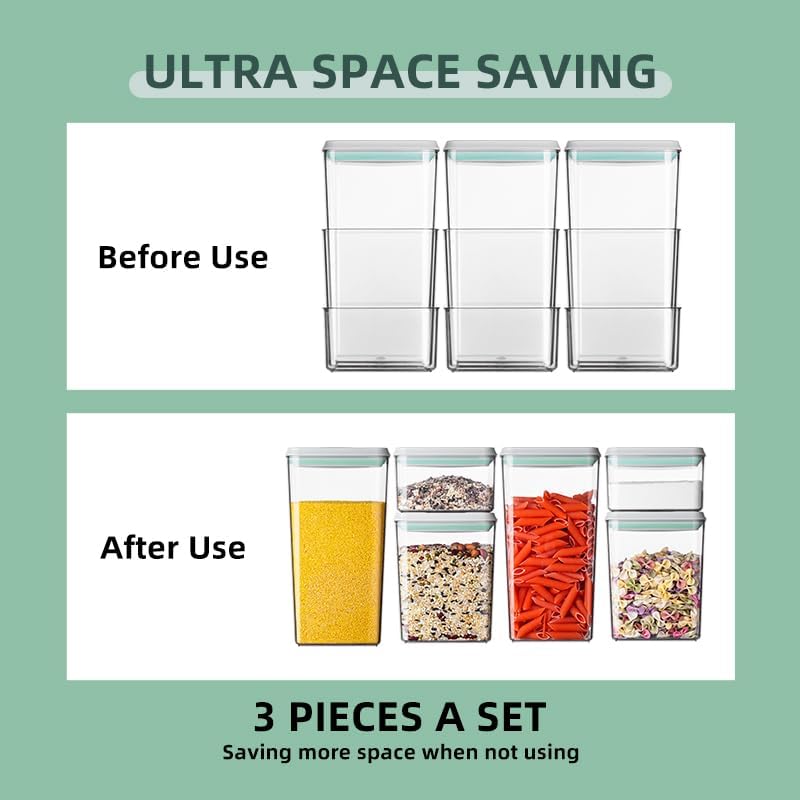 Ankou 3-Piece Airtight Food Storage Container Set – One-Touch Stackable Kitchen Organizers