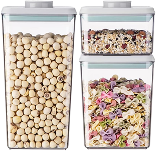 Ankou 3-Piece Airtight Food Storage Container Set – One-Touch Stackable Kitchen Organizers