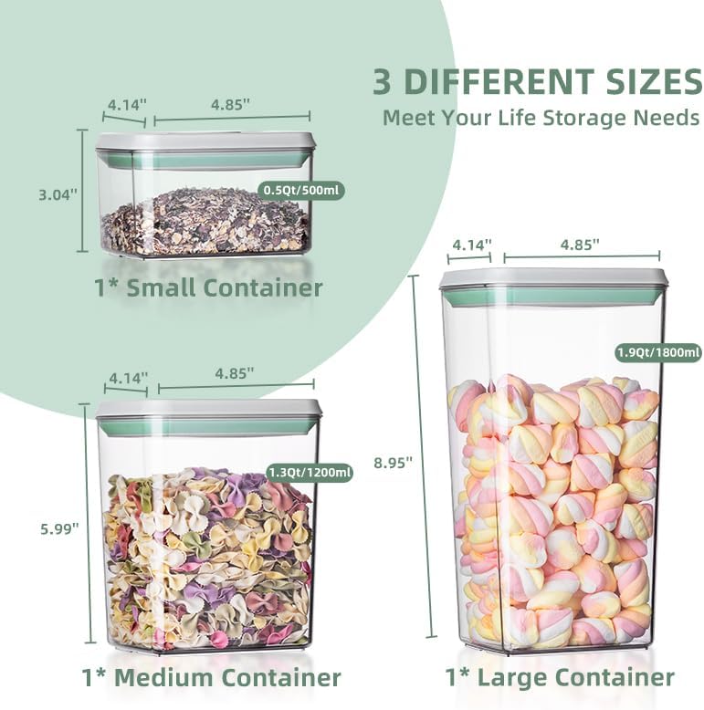 Ankou 3-Piece Airtight Food Storage Container Set – One-Touch Stackable Kitchen Organizers