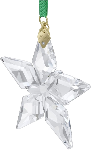 Annual Edition 2023 Ornament - Clear Crystal Star with 97 Facets, Gold-Tone Finished Tag - Part of the Annual Edition Collection