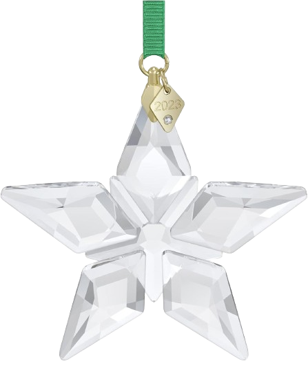 Annual Edition 2023 Ornament - Clear Crystal Star with 97 Facets, Gold-Tone Finished Tag - Part of the Annual Edition Collection