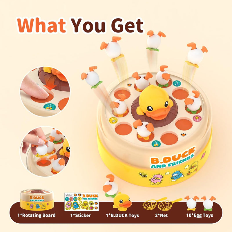 B.Duck Games for Kids Age 4-6, Bounce and Catch Duck Board Games for Kids 4-8,Family Games Toys for 5-7 Boys Girls, Birthday Gifts for Toddlers 3-5