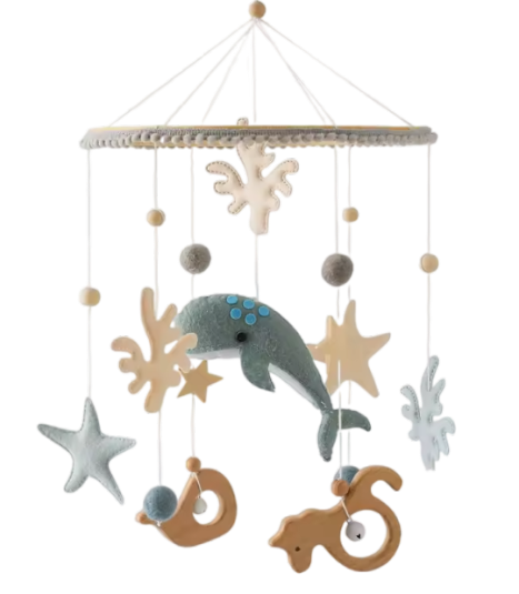 Baby Ocean Whale Nursery Mobile Handmade Gender Neutral Ceiling Decor