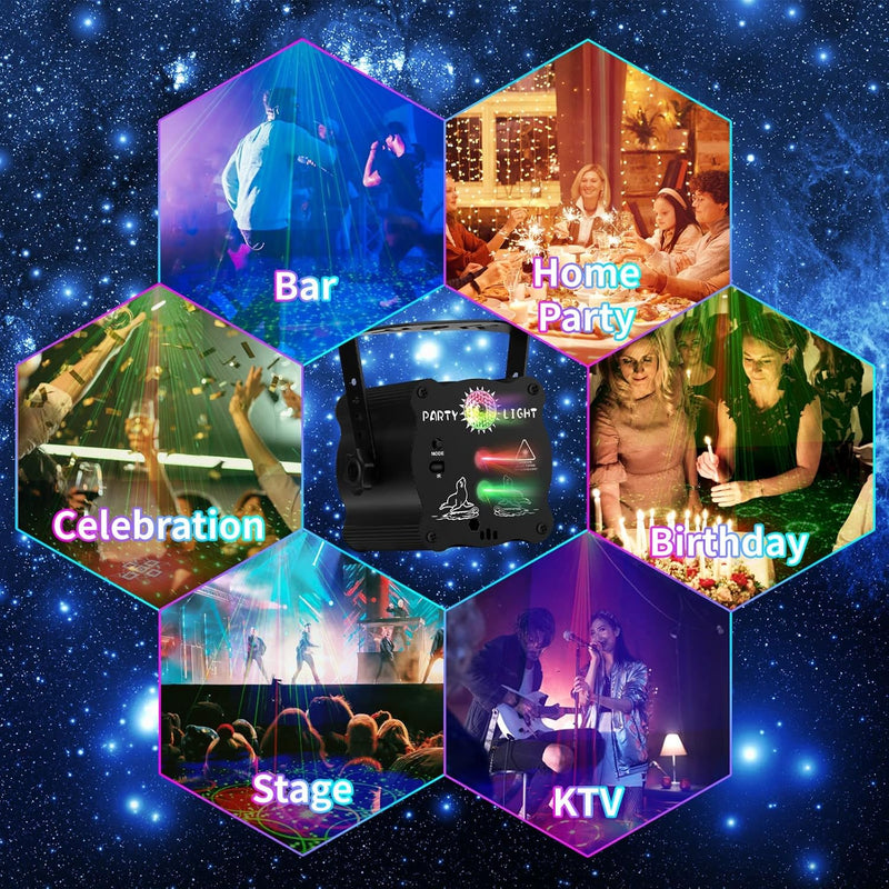 Battery-Powered DJ Disco Stage Lights – Laser & Strobe Projector for Parties and Events