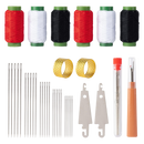 Big Eye Steel Sewing Needles Kit 37pcs – Stainless Steel Needles with Thread Ripper, Threaders, Threads & Thimbles