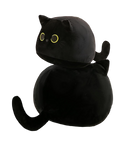 Black Cat Plush Toy Pillow, Soft Kawaii Kitten Stuffed Animal Cushion