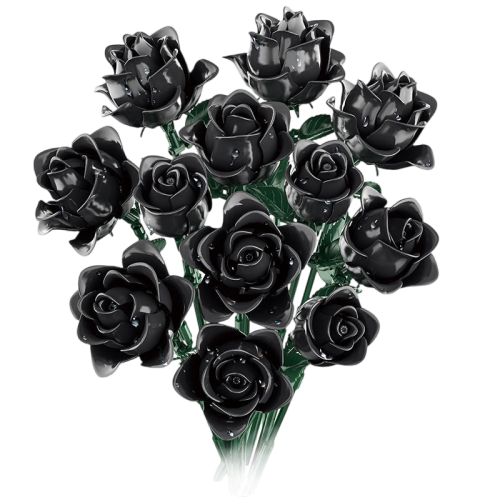 Black Roses Bouquet Building Set – Gothic Botanical Blocks for Decor & Gifting