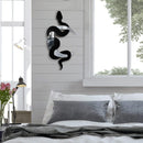 Black Snake and Crescent Moon Mirror Wall Decor Boho Hanging Mirrors Snake Decorative Wall Art for Living Room Home Bathroom Bedroom Hallway (Silver)