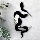 Black Snake and Crescent Moon Mirror Wall Decor Boho Hanging Mirrors Snake Decorative Wall Art for Living Room Home Bathroom Bedroom Hallway (Silver)