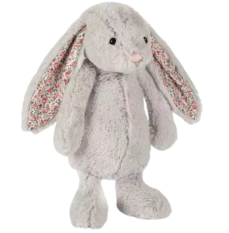 Stuffed Silver Rabbit Blossom Silver Bunny Stuffed Animal, Medium
