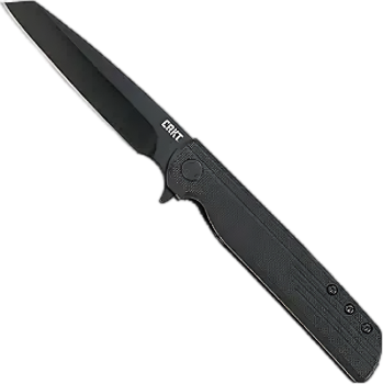 LCK + Folding Pocket Knife - Folder with Liner Lock, Black Plain Edge Sheepsfoot Blade, Reinforced Nylon Handle with Pocket Clip