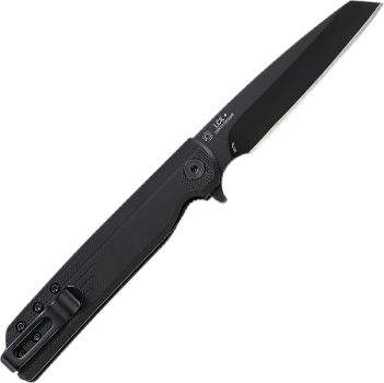 LCK + Folding Pocket Knife - Folder with Liner Lock, Black Plain Edge Sheepsfoot Blade, Reinforced Nylon Handle with Pocket Clip