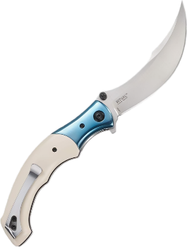 Ritual Assisted Pocket Knife: Everyday Carry Utility Folder, Sandvik Steel Recurve Blade with Satin Finish, Liner Lock, Flipper Open, Ivory Resin Infused Fiber Handles