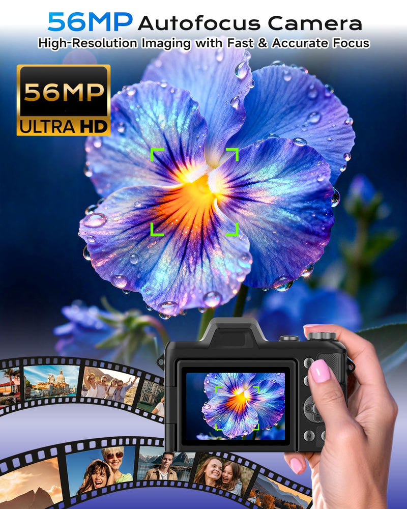 4K Digital Camera for Photography & Vlogging – 56MP Autofocus Camera w