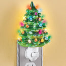 Ceramic Christmas Tree Night Light - 6"H, Nostalgic, Decorative Bathroom Decoration, Green