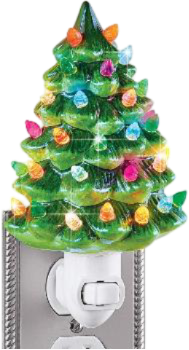 Ceramic Christmas Tree Night Light - 6"H, Nostalgic, Decorative Bathroom Decoration, Green