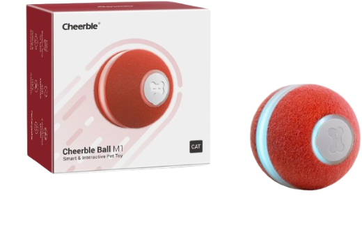 Cheerble Interactive Cat Ball Toy, Automatic Moving Ball Puzzle (Red)