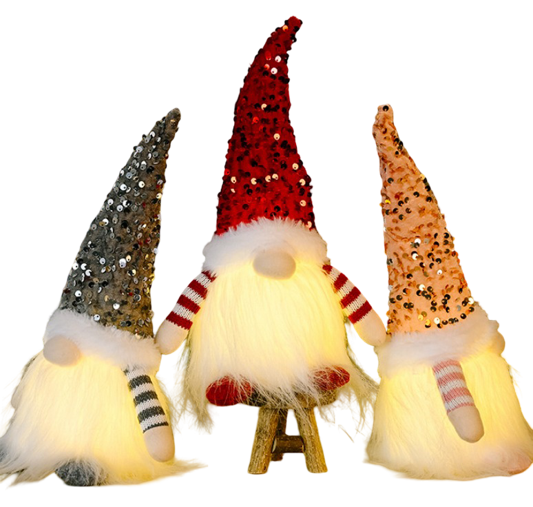 Christmas Gnomes Decorations Indoor Gift Plush with Light 3 Piece Set