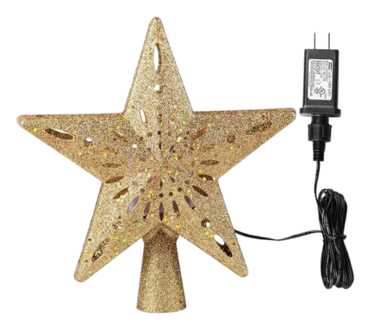 Christmas Star Tree Topper with LED Snowflake Projector Lights