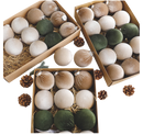 Christmas Tree Ornaments Velvet Balls Pack of 15 Shatterproof Xmas Bulbs Multicolor Green Brown Neutral