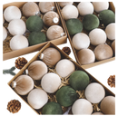 Christmas Tree Ornaments Velvet Balls Pack of 15 Shatterproof Xmas Bulbs Multicolor Green Brown Neutral