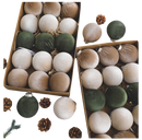 Christmas Tree Ornaments Velvet Balls Pack of 15 Shatterproof Xmas Bulbs Multicolor Green Brown Neutral