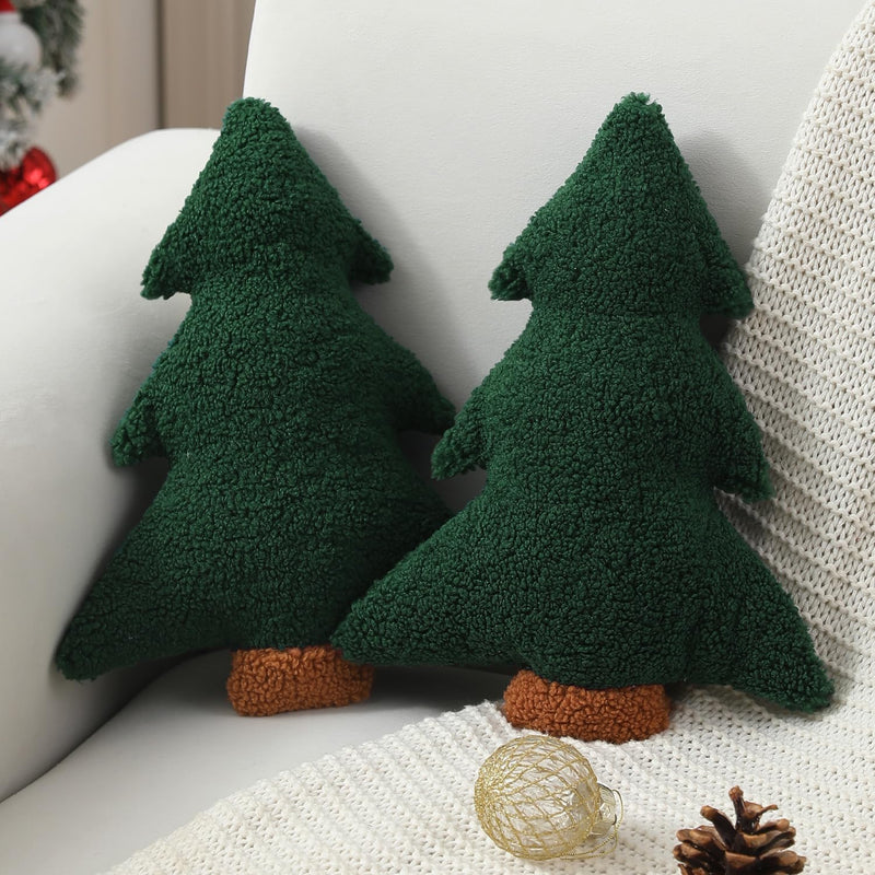 Christmas Tree Pillow Set of 2 – Plush Holiday Home Decor