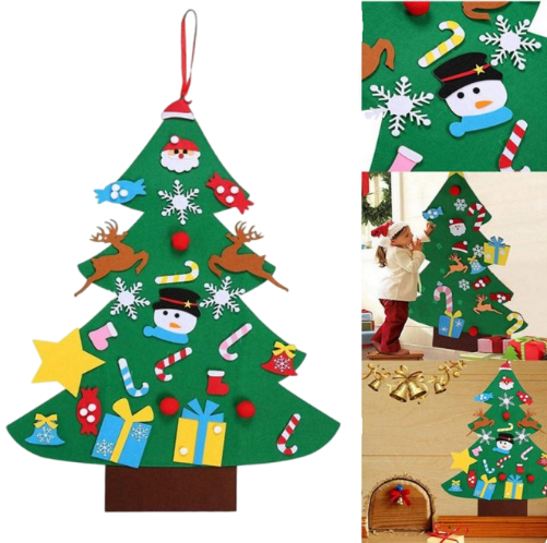 Christmas Tree Set With Ornaments For Kids - Door And Wall Hanging Decorations