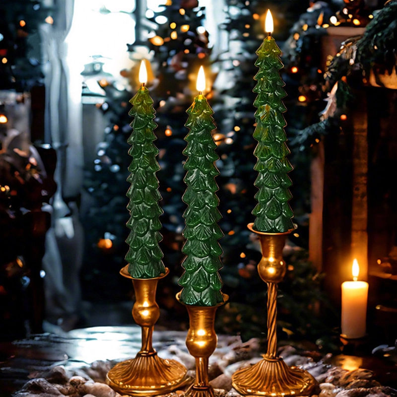 Christmas Tree Taper Candles with Remote – 4 Pack