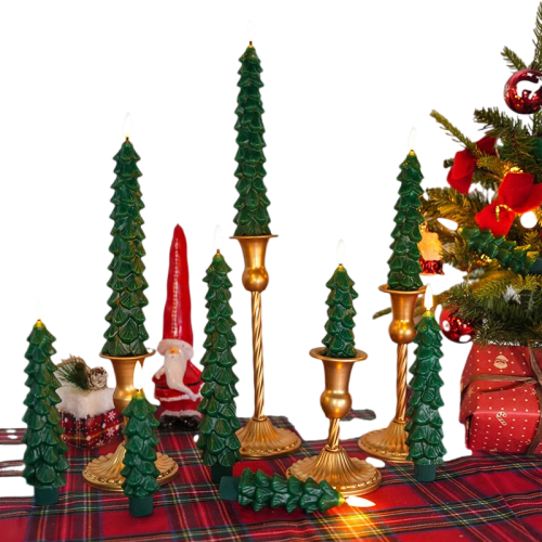 Christmas Tree Taper Candles with Remote – 4 Pack