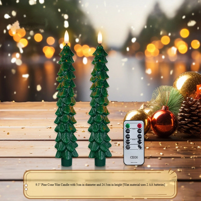 Christmas Tree Taper Candles with Remote – 4 Pack