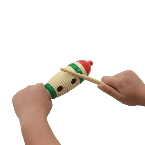 Christmas Wooden Fish Guiro Instrument with Rhythm Sticks – Set of 4
