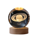 Crystal Ball - 3D Sun System Planets Model Globe with Wooden Base - Unique Home Decorative Ornament