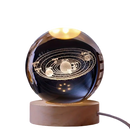 Crystal Ball - 3D Sun System Planets Model Globe with Wooden Base - Unique Home Decorative Ornament