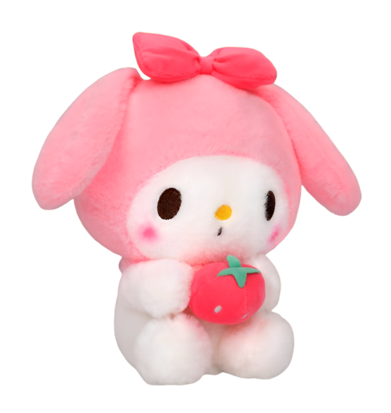 Cute Plush Toys Cartoon Stuffed Plush Doll with Strawberry Love Heart Anime Soft Plush Hugging Pillow Plush Figure for Kids Valentines Day Gifts