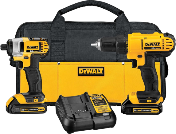DEWALT 20V MAX Cordless Drill and Impact Driver, Power Tool Combo Kit with 2 Batteries and Charger (DCK240C2)