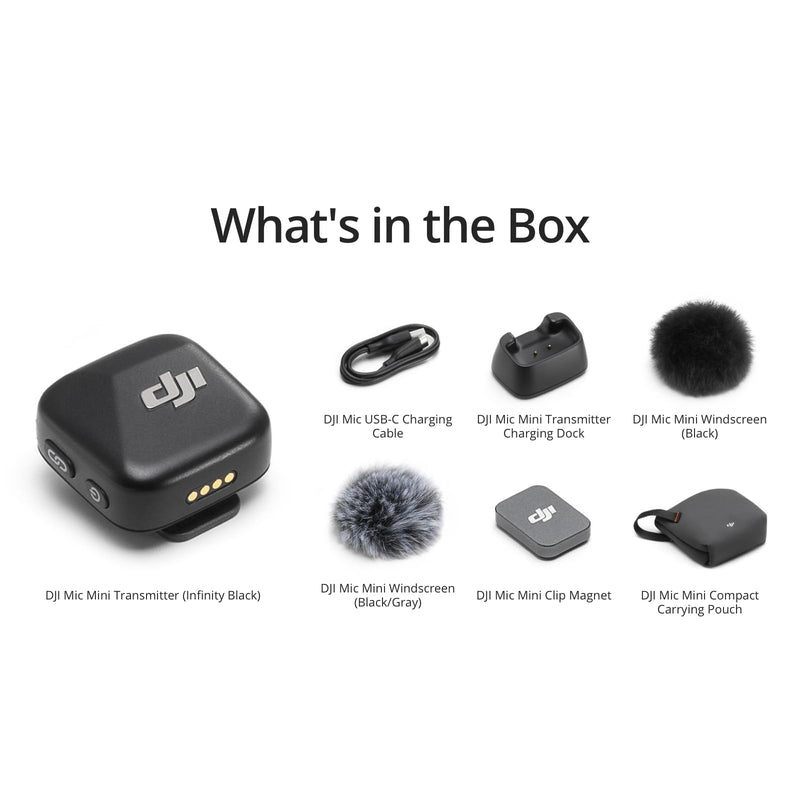 DJI Mic Mini Transmitter – Infinity Black, Ultralight Wireless Lavalier Microphone