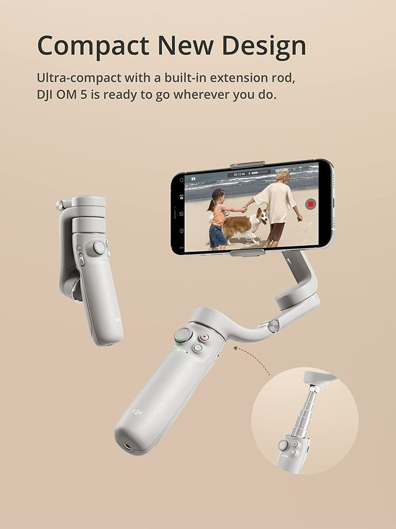 DJI OM 5 - 3 Axis Smartphone Gimbal Stabilizer with Extension Rod, Gray