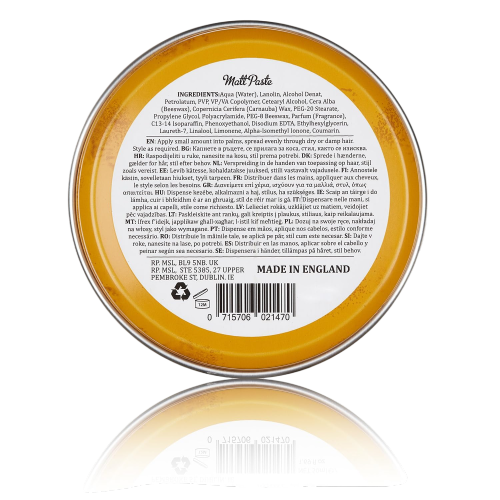 Dapper Dan Matt Texturised Styling Paste for a Versatile Strong Flexible Hold 100ml