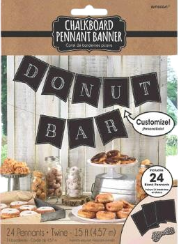 Decorative Custom Chalkboard Paper Pennant Banner twine (24-Piece)