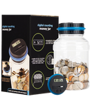 Digital Counting Money Jar: Large Coin Bank with LCD Display - Automated Coin Counter, Wireless, Battery Operated