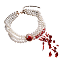Dripping Blood Pearl Choker – Gothic Halloween Costume Necklace for Vampire & Witch Looks