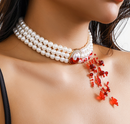 Dripping Blood Pearl Choker – Gothic Halloween Costume Necklace for Vampire & Witch Looks
