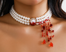 Dripping Blood Pearl Choker – Gothic Halloween Costume Necklace for Vampire & Witch Looks