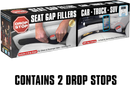 Drop Stop - The Original Patented Car Seat Gap Filler - Between Seats Console Organizer, Set of 2 and Slide Free Pad and Light