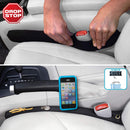Drop Stop - The Original Patented Car Seat Gap Filler - Between Seats Console Organizer, Set of 2 and Slide Free Pad and Light