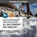 Due North Everyday G3 Ice Cleats for Shoes & Boots - Traction Spikes for Men & Women to Improve Grip on Snow & Ice